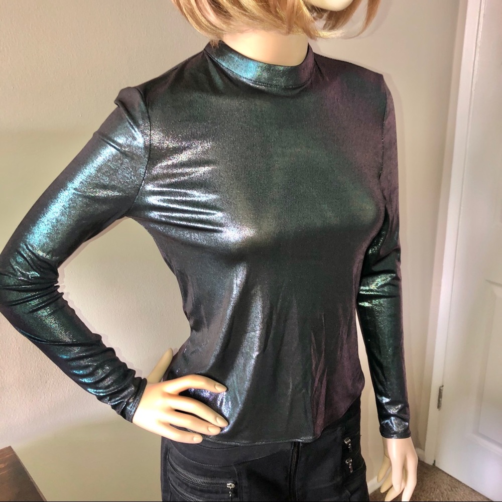 Marciano Iridescent Green-Black Long Sleeve Top